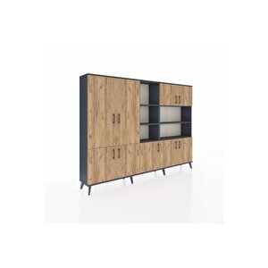 Arges Dolap 14 Raflı 9 Kapaklı 220x30x163 Antrasit-çam/antrasit