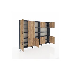 Arges Dolap 14 Raflı 9 Kapaklı 220x30x163 Antrasit-çam/antrasit