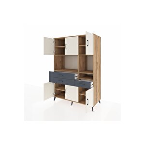 Kronos Dolap 9 Raflı 3 Çekmeceli 6 Kapaklı 132x59x195 Çam-aytaşı/antrasit