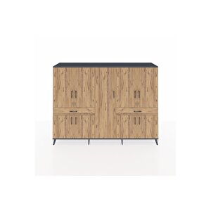 Hyperion Dolap 12 Raflı 2 Çekmeceli 8 Kapaklı 220x44x163 Antrasit-çam