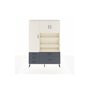 Arges Dolap 9 Raflı 5 Çekmeceli 3 Kapaklı 132x30x195 Aytaşı-aytaşı/antrasit