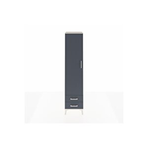 Hyperion Dolap 3 Raflı 2 Çekmeceli Tek Askılı 44x44x195 Aytaşı-antrasit