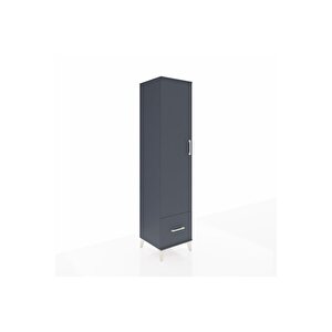 Hyperion Dolap 5 Raflı Tek Çekmeceli Tek Kapaklı 44x44x195 Antrasit-antrasit