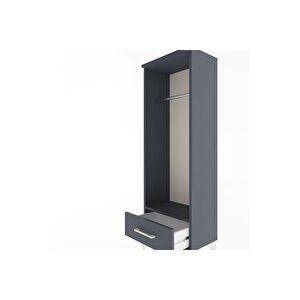 Arges Dolap Tek Raflı Tek Çekmeceli Tek Askılı 44x30x134 Antrasit-antrasit