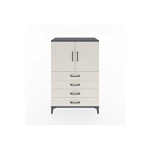 Hyperion Dolap 2 Raflı 4 Çekmeceli 2 Kapaklı 88x44x134 Antrasit-aytaşı