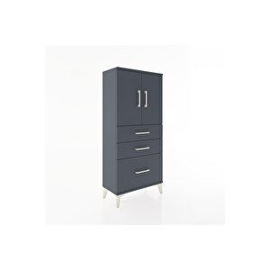 Hyperion Dolap 2 Raflı 3 Çekmeceli 2 Kapaklı 60x44x134 Antrasit-antrasit