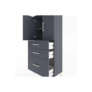 Hyperion Dolap 2 Raflı 3 Çekmeceli 2 Kapaklı 60x44x134 Antrasit-antrasit