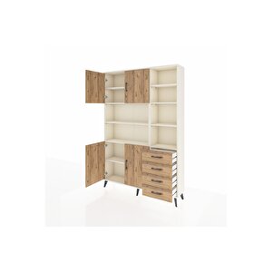 Arges Gardrop 9 Raflı 4 Çekmeceli 4 Kapaklı 132x30x195 Aytaşı-çam