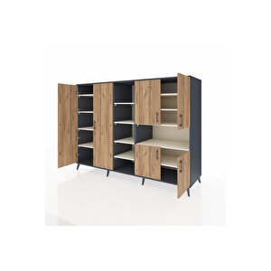 Kronos Dolap 13 Raflı 6 Kapaklı 220x59x163 Antrasit-çam/aytaşı