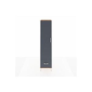 Hyperion Dolap 5 Raflı Tek Çekmeceli Tek Kapaklı 44x44x195 Çam-antrasit