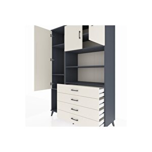 Hyperion Gardrop 7 Raflı 4 Çekmeceli 3 Kapaklı 132x44x195 Antrasit-aytaşı