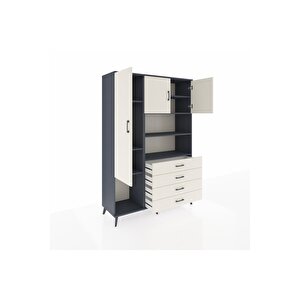 Hyperion Gardrop 7 Raflı 4 Çekmeceli 3 Kapaklı 132x44x195 Antrasit-aytaşı