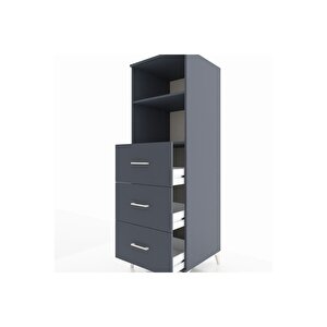 Kronos Dolap 2 Raflı 3 Çekmeceli 60x59x182 Antrasit-antrasit