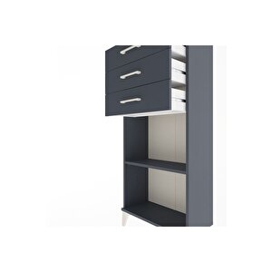 Arges Dolap Tek Raflı 3 Çekmeceli 60x30x134 Antrasit-antrasit