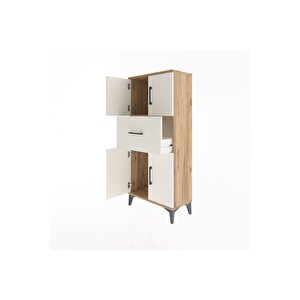 Arges Dolap Tek Raflı Tek Çekmeceli 4 Kapaklı 60x30x134 Çam-aytaşı