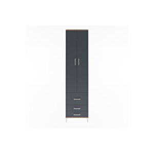 Arges Dolap 4 Raflı 3 Çekmeceli 2 Kapaklı 60x30x243 Çam-antrasit