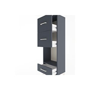 Arges Dolap Tek Raflı 3 Çekmeceli 44x30x134 Antrasit-antrasit