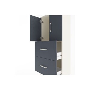 Arges Dolap Tek Raflı 2 Çekmeceli 2 Kapaklı 60x30x134 Aytaşı-antrasit