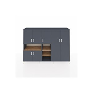 Hyperion Dolap 13 Raflı 7 Kapaklı 220x44x163 Antrasit-antrasit/çam