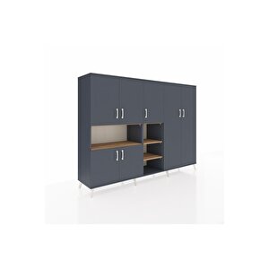 Hyperion Dolap 13 Raflı 7 Kapaklı 220x44x163 Antrasit-antrasit/çam