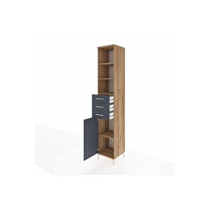 Hyperion Dolap 4 Raflı 3 Çekmeceli Tek Kapaklı 44x44x243 Çam-antrasit