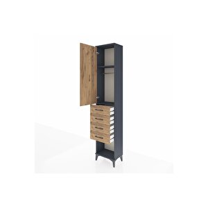 Arges Dolap 2 Raflı 4 Çekmeceli Tek Askılı 44x30x221 Antrasit-çam