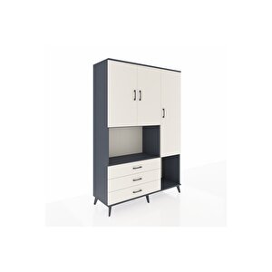 Hyperion Gardrop 6 Raflı 3 Çekmeceli 3 Kapaklı 132x44x195 Antrasit-aytaşı