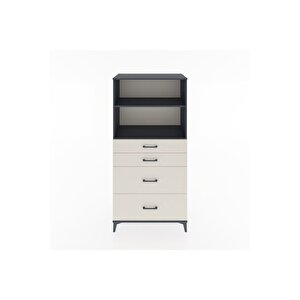 Hyperion Dolap 2 Raflı 4 Çekmeceli 88x44x182 Antrasit-aytaşı
