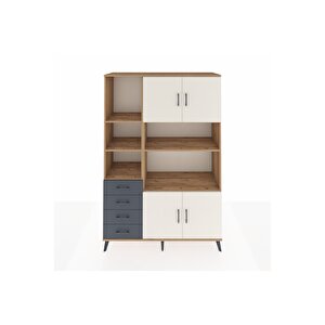 Hyperion Dolap 8 Raflı 4 Çekmeceli 4 Kapaklı 132x44x195 Çam-aytaşı/antrasit