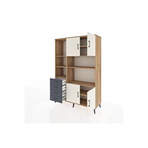 Hyperion Dolap 8 Raflı 4 Çekmeceli 4 Kapaklı 132x44x195 Çam-aytaşı/antrasit