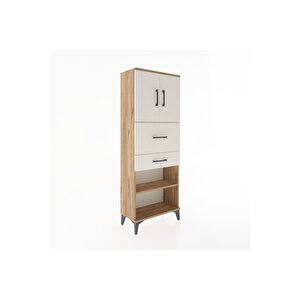 Arges Dolap 3 Raflı 2 Çekmeceli 2 Kapaklı 60x30x163 Çam-aytaşı