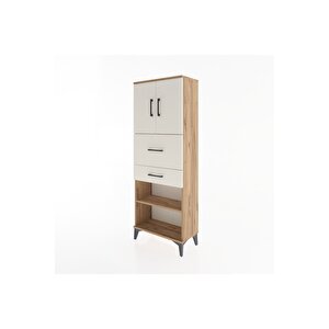 Arges Dolap 3 Raflı 2 Çekmeceli 2 Kapaklı 60x30x163 Çam-aytaşı