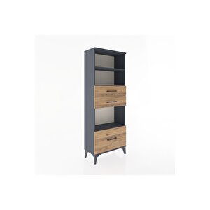 Arges Dolap 3 Raflı 3 Çekmeceli 60x30x163 Antrasit-çam