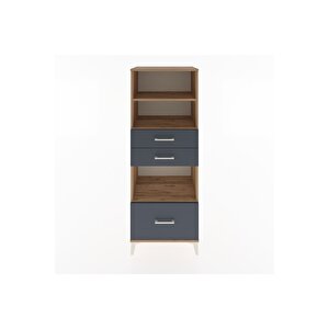 Hyperion Dolap 3 Raflı 3 Çekmeceli 60x44x163 Çam-antrasit