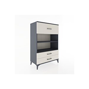 Hyperion Dolap 2 Raflı 3 Çekmeceli 88x44x134 Antrasit-aytaşı