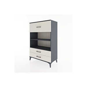Hyperion Dolap 2 Raflı 3 Çekmeceli 88x44x134 Antrasit-aytaşı