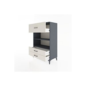 Hyperion Dolap 2 Raflı 3 Çekmeceli 88x44x134 Antrasit-aytaşı