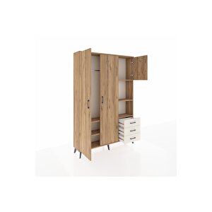 Arges Dolap 5 Raflı 3 Çekmeceli Tek Askılı 132x30x195 Çam-çam/aytaşı