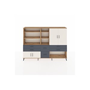 Arges Dolap 10 Raflı 6 Çekmeceli 4 Kapaklı 220x30x163 Çam-aytaşı/antrasit