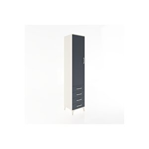 Hyperion Dolap 4 Raflı 4 Çekmeceli Tek Kapaklı 44x44x221 Aytaşı-antrasit