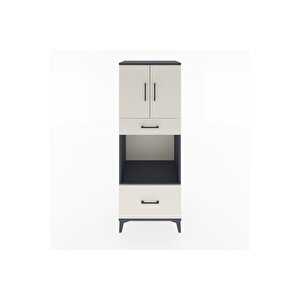 Hyperion Dolap 2 Raflı 2 Çekmeceli 2 Kapaklı 60x44x163 Antrasit-aytaşı