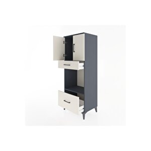 Hyperion Dolap 2 Raflı 2 Çekmeceli 2 Kapaklı 60x44x163 Antrasit-aytaşı
