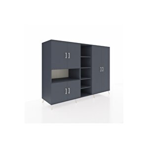 Kronos Dolap 13 Raflı 6 Kapaklı 220x59x163 Antrasit-antrasit