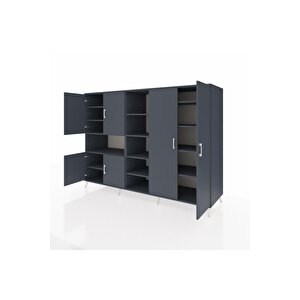 Kronos Dolap 13 Raflı 6 Kapaklı 220x59x163 Antrasit-antrasit