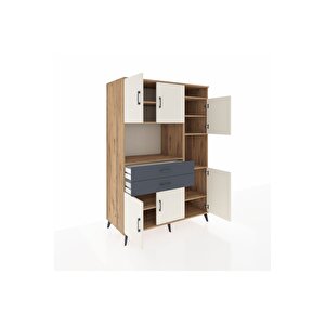 Kronos Dolap 9 Raflı 2 Çekmeceli 6 Kapaklı 132x59x195 Çam-aytaşı/antrasit