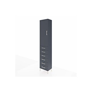 Arges Dolap 3 Raflı 6 Çekmeceli Tek Kapaklı 44x30x221 Antrasit-antrasit