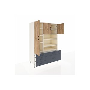 Kronos Dolap 9 Raflı 5 Çekmeceli 3 Kapaklı 132x59x195 Aytaşı-çam/antrasit