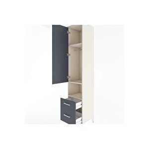 Hyperion Dolap 3 Raflı 2 Çekmeceli Tek Askılı 44x44x221 Aytaşı-antrasit