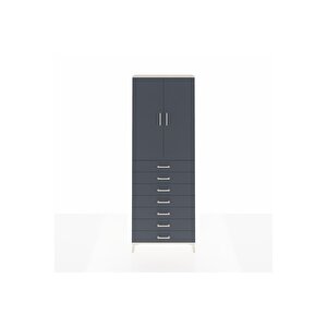 Arges Dolap 3 Raflı 7 Çekmeceli 2 Kapaklı 88x30x243 Aytaşı-antrasit
