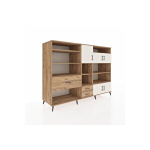 Kronos Dolap 13 Raflı 3 Çekmeceli 5 Kapaklı 220x59x163 Çam-aytaşı/çam